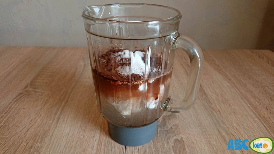 Keto chocolate milk, adding stevia and erythritol