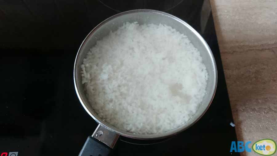 keto chocolate rice, konjac rice boiling
