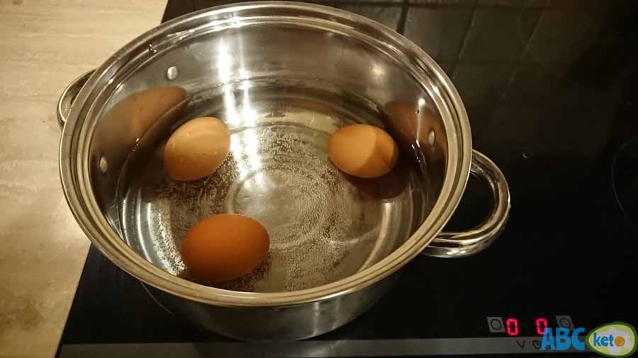 Keto egg salad recipe instructions, cooking eggs