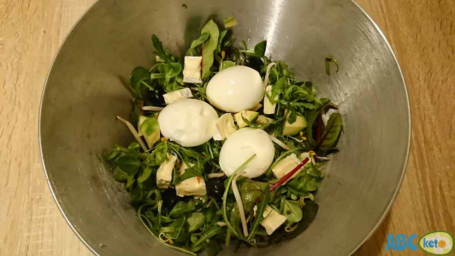 Ready keto egg salad in a bowl