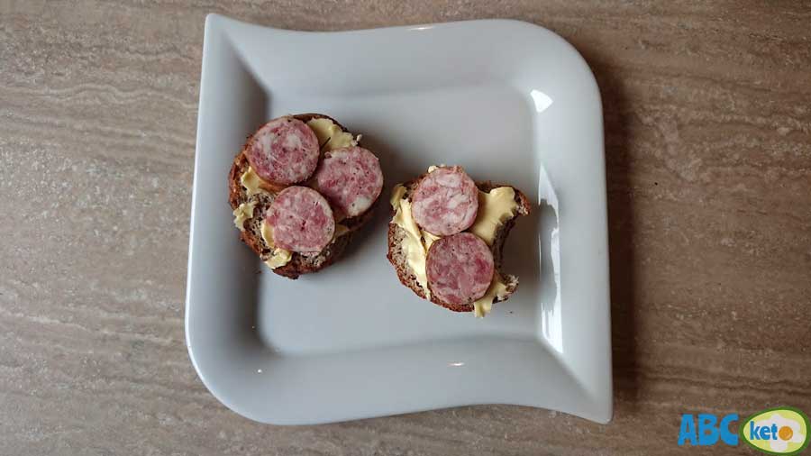 Keto buns with butter and sausages