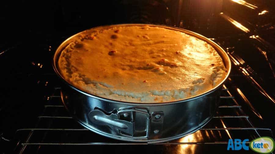 Baking crustless keto cheesecake