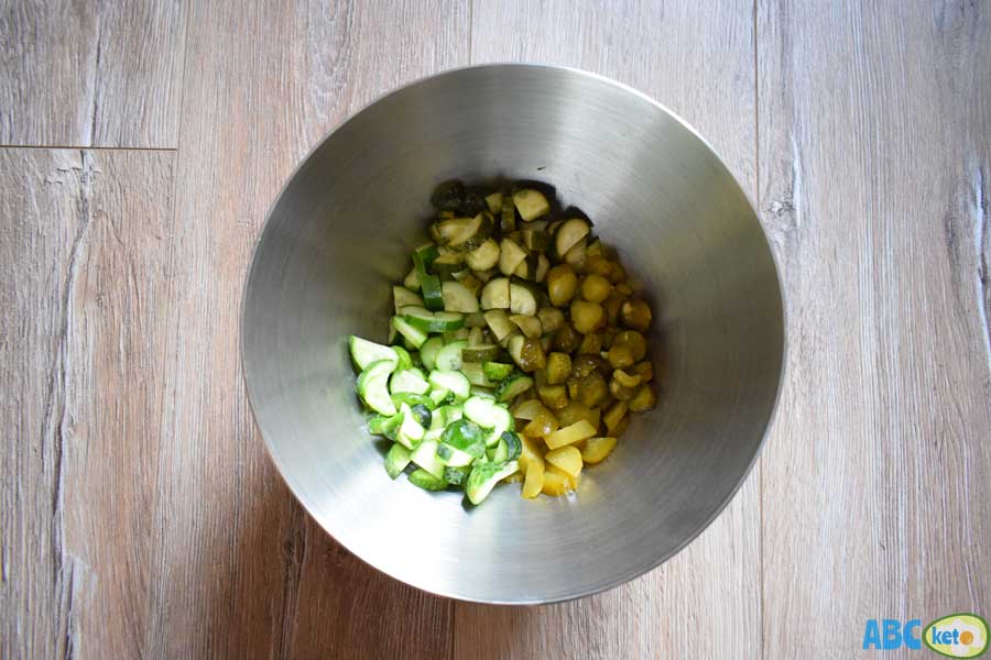 Keto cucumber salad, chopped cucumbers